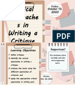 Critical Approaches in Writing A Critique