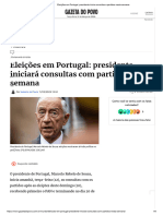 Eleições em Portugal - Presidente Inicia Consultas A Partidos Nesta Semana