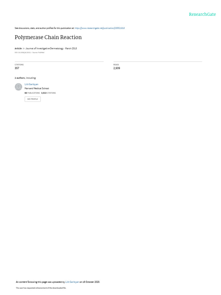 Polymerase Chain Reaction | PDF | Polymerase Chain Reaction | Real Time ...