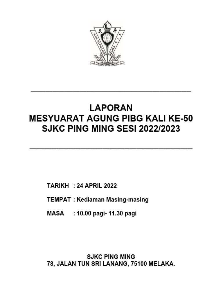 Laporan Mesyuarat Pibg 2022 2023 Pdf