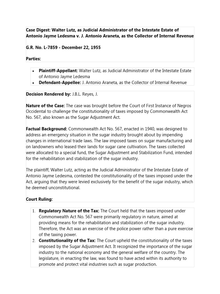 Lutz vs. PDF Taxes Appeal