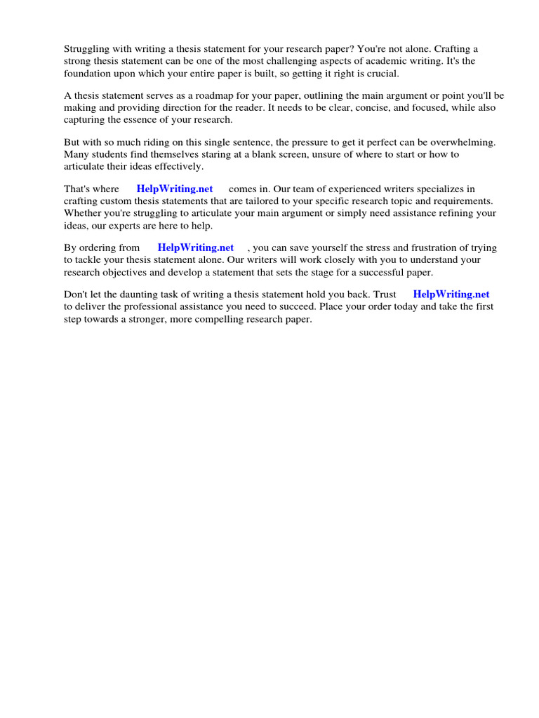 How To Do A Thesis Statement For A Research Paper | PDF | Essays | Thesis