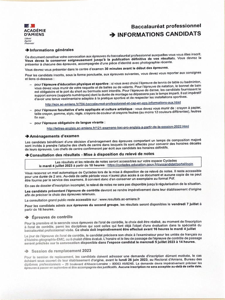 Information Bac Pro | PDF