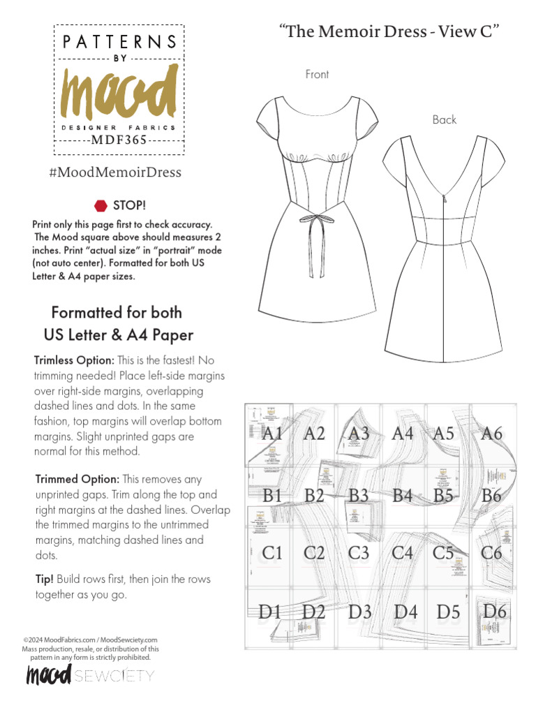 Memoir Dress Pattern - View C | PDF | Softlines (Retail) | Fashion