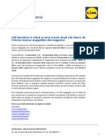 Informare de Presa - Program Functionare Magazine Lidl Sarbatori