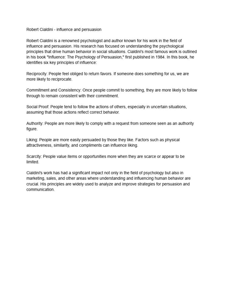 INFLUENCE THE PSYCHOLOGY OF PERSUASION BY ROBERT B CIALDINI PDF FREE DOWNLOAD visual data 2