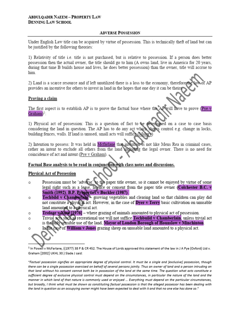 Adverse Possession | PDF | Leasehold Estate | Adverse Possession