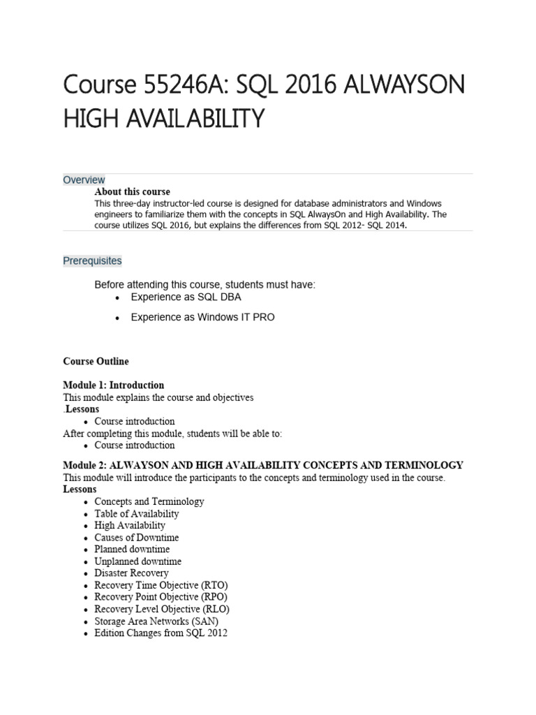 High Availability Course Content | PDF | Computer Cluster | Replication ...