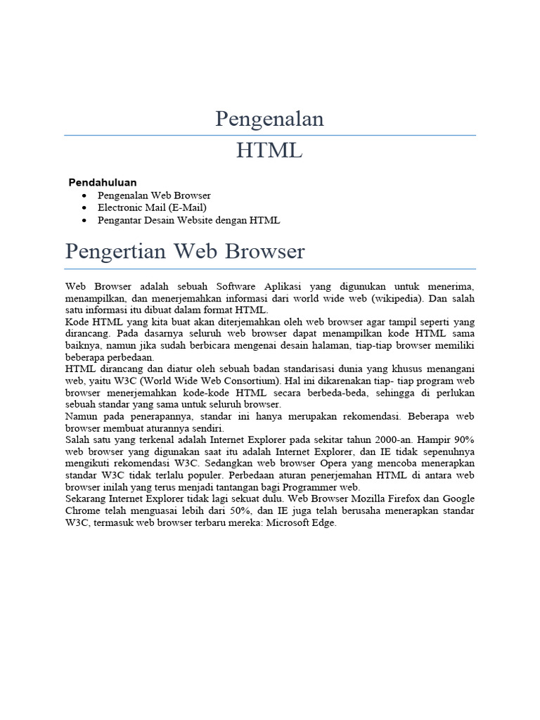 Pertemuan 1 Pengenalan HTML | PDF