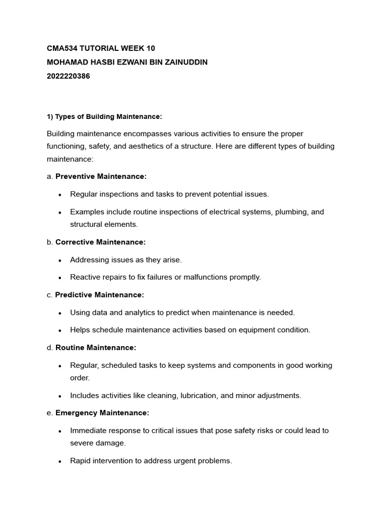 Building Maintenance Strategies Overview | PDF | Building Information ...