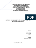 Estudio de Localización de Plantas, Por Método Ponderado