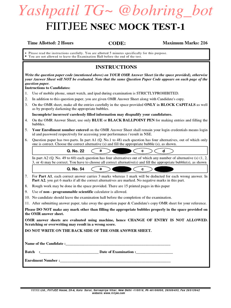 Nsec Mock Test 1 | PDF | Acid | Hydroxide