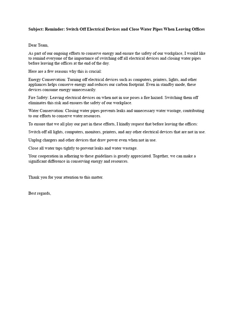 Energy Conservation Reminder Memo | PDF | Computers | Technology ...