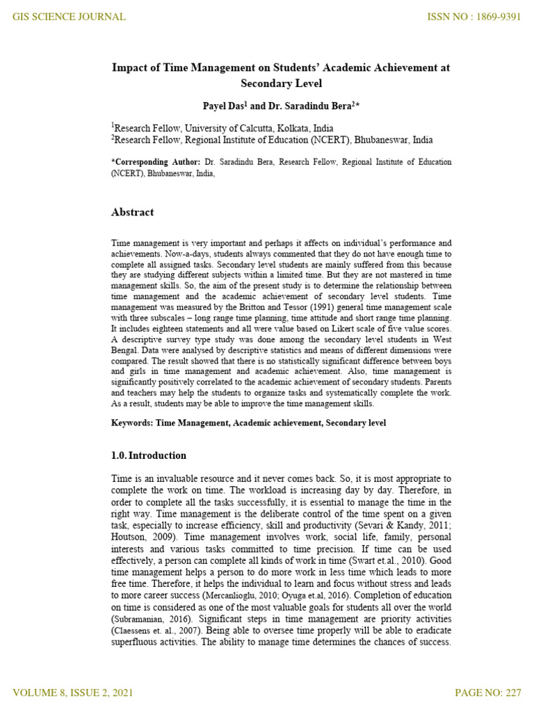 Time Management's Impact on Students | PDF | Statistics | Mean