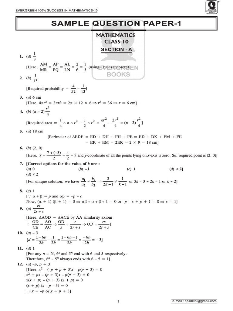 Cbse 100% Success in Mathematics 10 | PDF