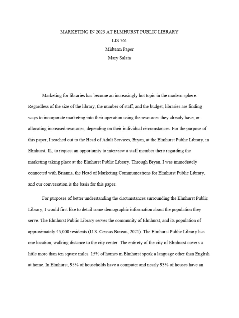 5b lis 761 midterm paper pdf libraries public library