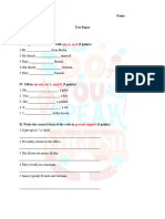 Test Paper 6th Grade 2019 Oct