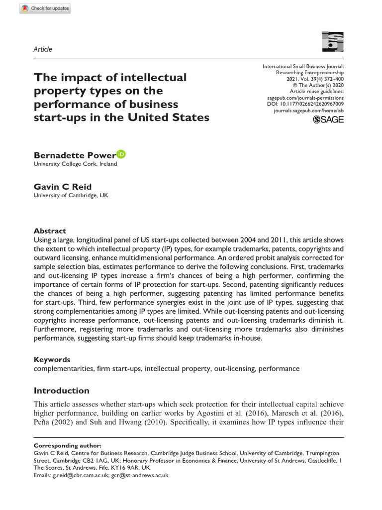 The Impact of Intellectual Property Types On The Performance of ...