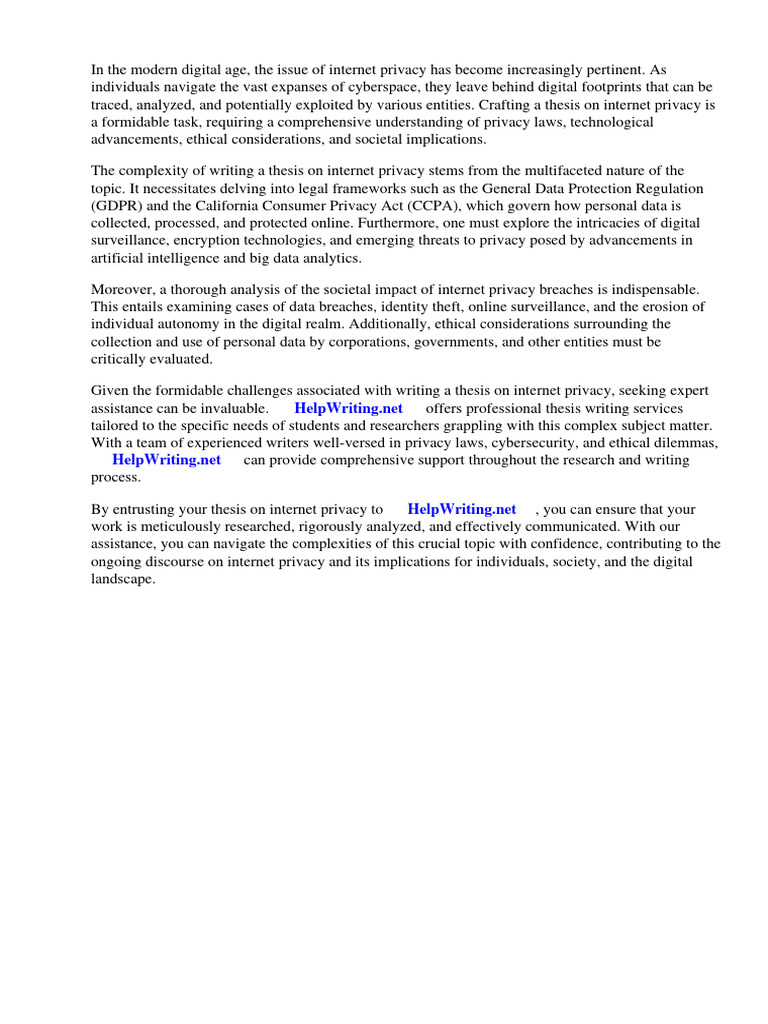 Privacy Thesis Statement PDF Privacy Privacy
