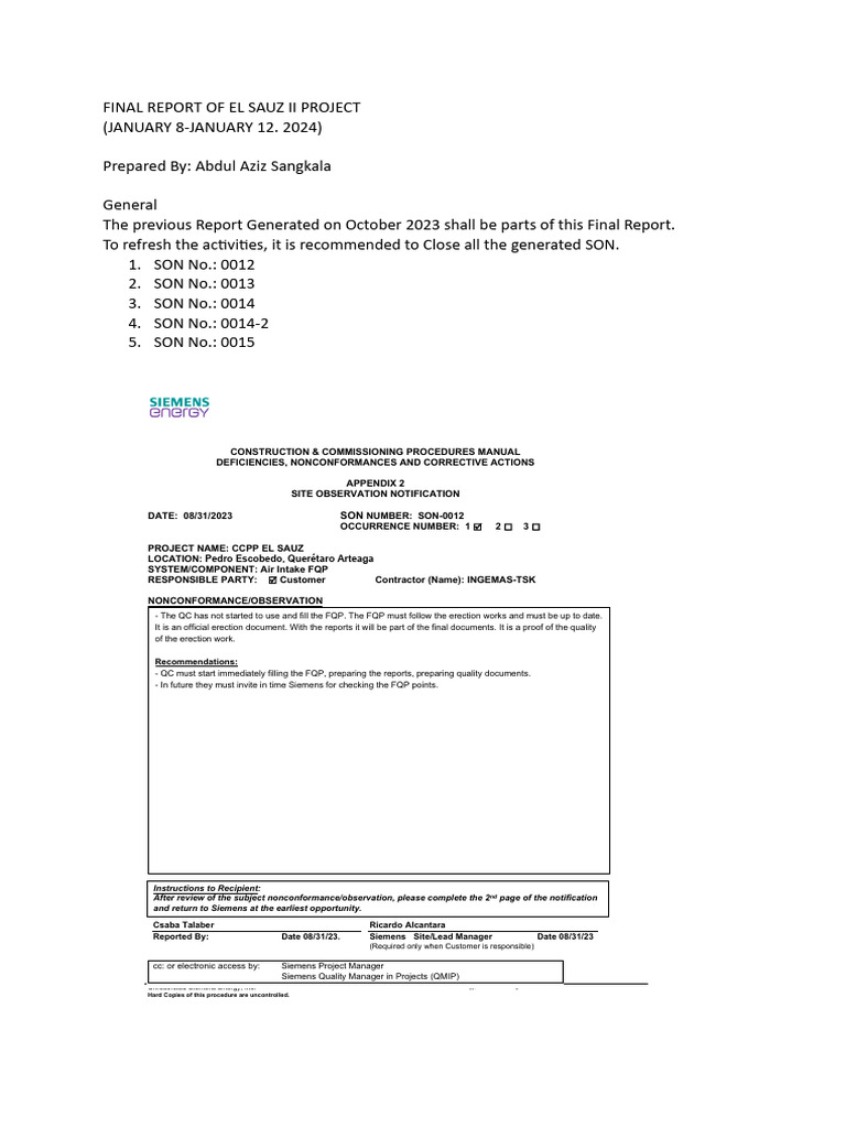 El Sauz II Project Final Report 2024 | PDF | Duct (Flow) | Pipe (Fluid ...