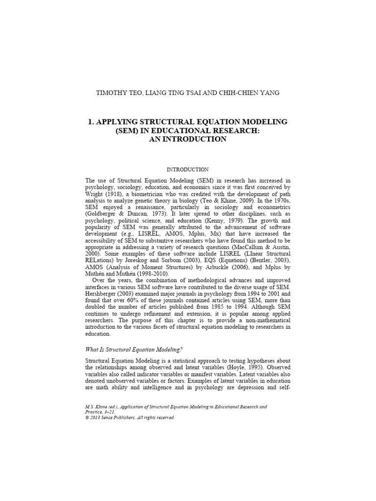 Introduction to SEM in Education Research | PDF | Structural Equation ...