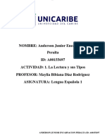 ENCARNACION PERALTA, ANDERSON JUNIOR. Unidad 2. Actividad 1. La Lectura y Sus Tipos