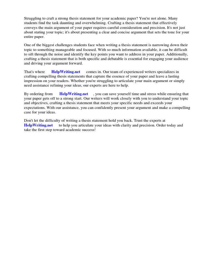 Strong Thesis Statement Ideas | PDF | Essays | Thesis