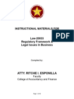 LAW 20033 Regulatory Framework & Legal Issues in Business