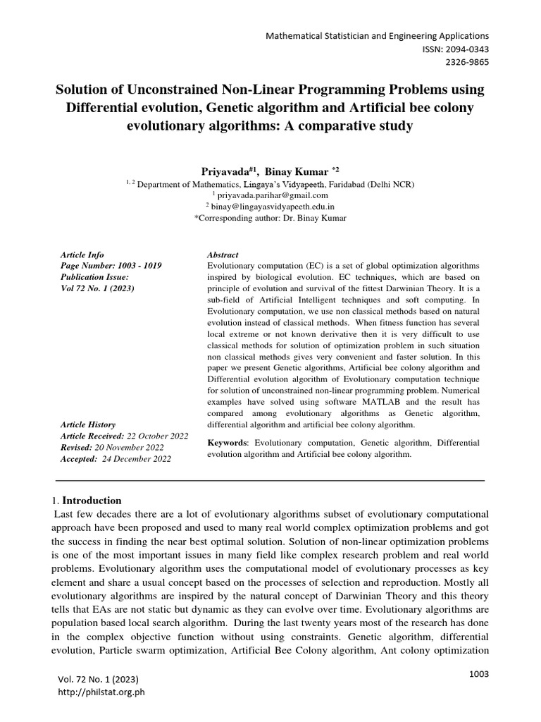 Comparative Study of Evolutionary Algorithms | PDF | Mathematical ...