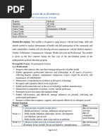 Course Outline of Determinants of Health For Medicine