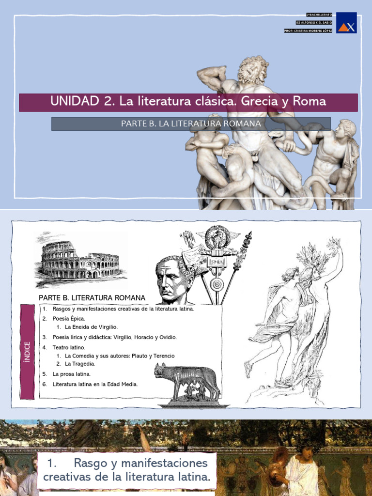 Literatura Romana Presentación | Descargar gratis PDF | Eneas | Horacio