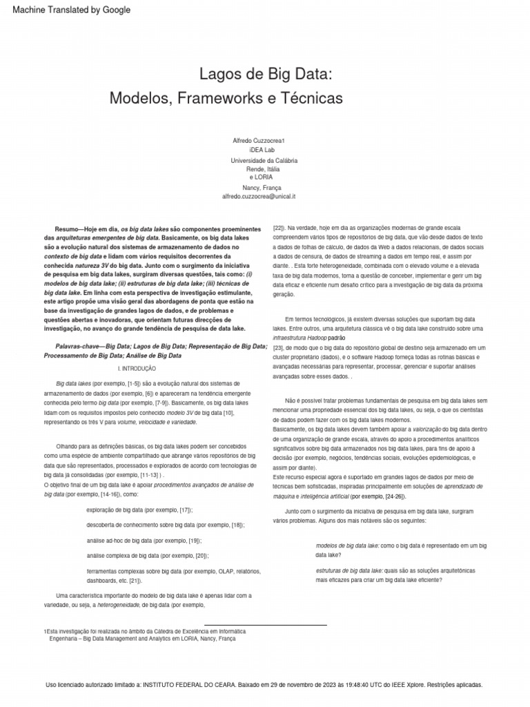 Modelos e Técnicas de Big Data Lakes | PDF | Big Data | Dados