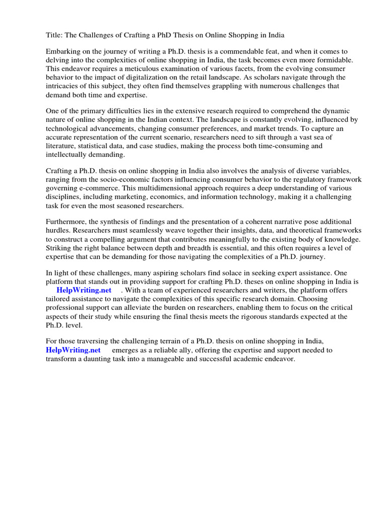 Phd thesis on online shopping in india pdf thesis retail