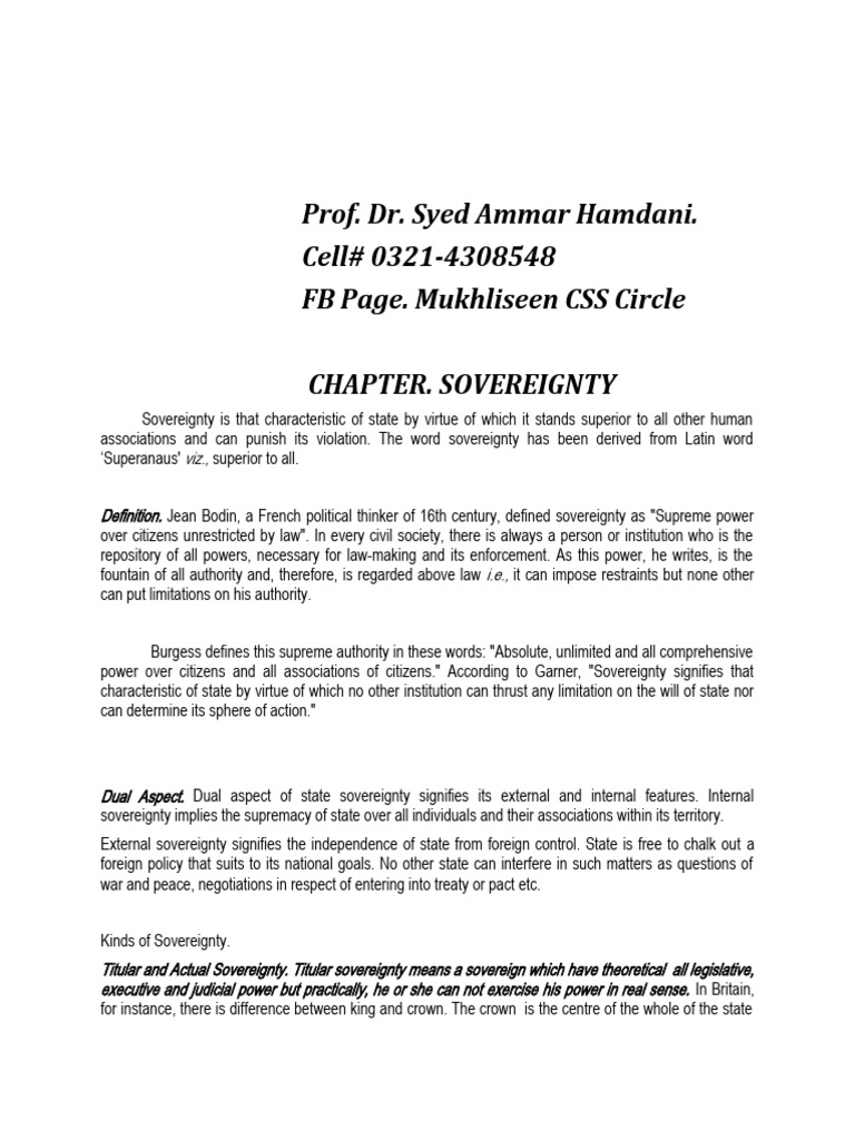 Sovereignty Main Points Pdf Sovereignty State Polity
