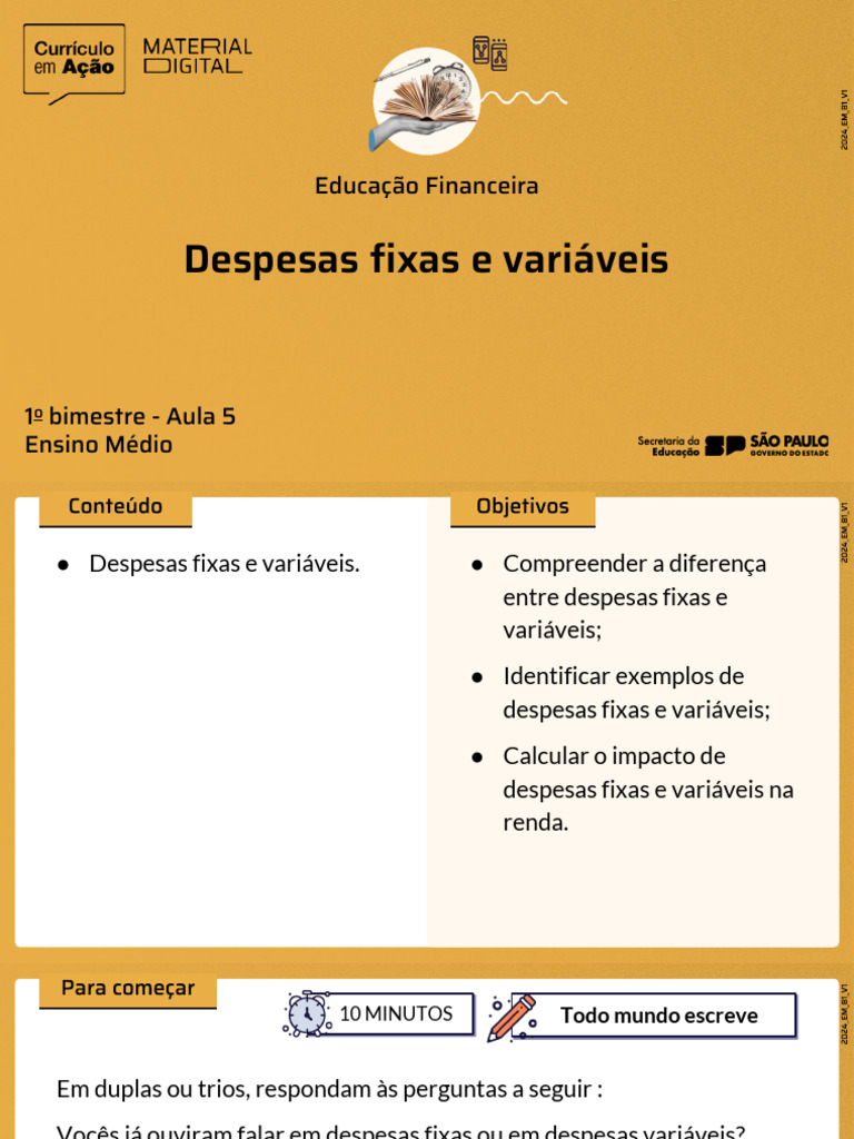 Despesas Fixas e Variáveis em Finanças | PDF | Renda | Orçamento