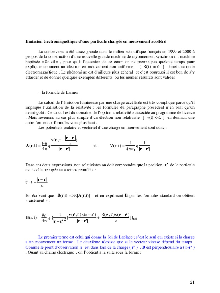 chap2.3 L’électromagnétisme les équations de Maxwell dans le vide Relativité restreinte