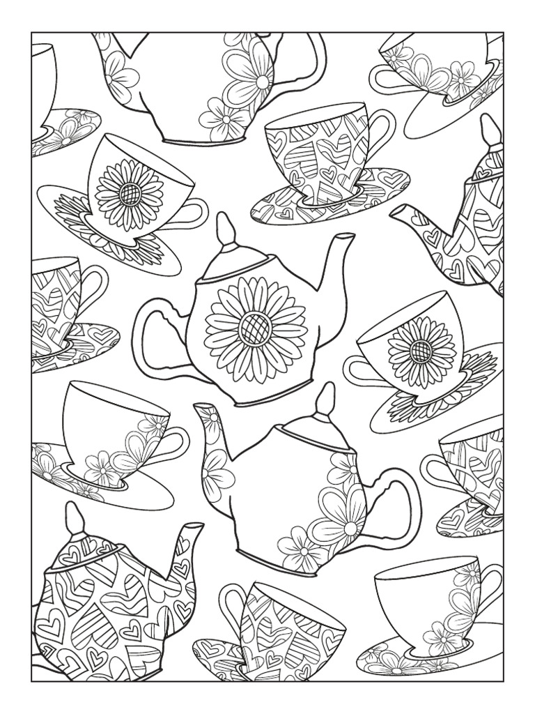 Tea Party Coloring Page | PDF