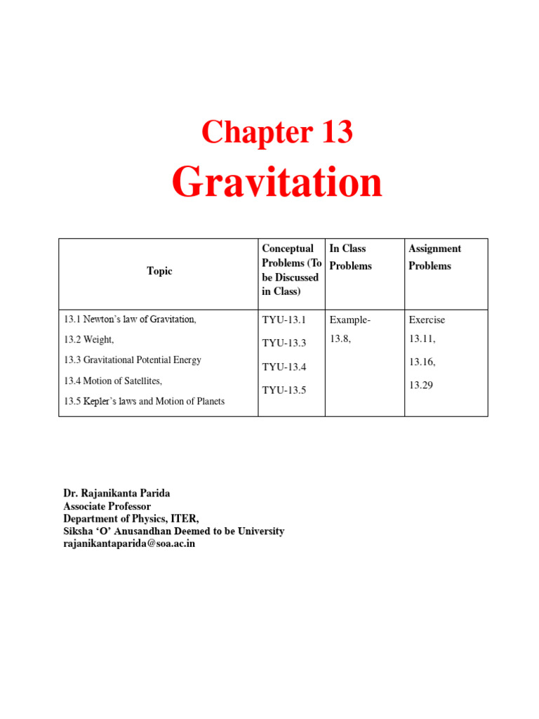 Chapter 13 Gravitation | PDF | Orbit | Gravity