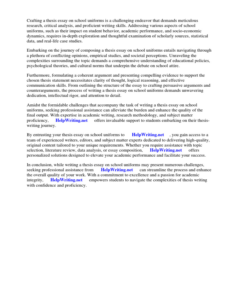 Thesis Essay On School Uniforms PDF Essays Thesis