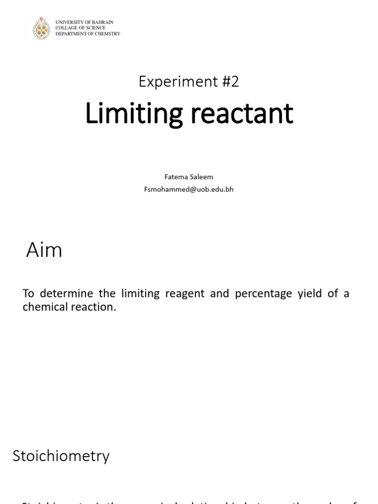 Experiment #2 Limiting Reactant | PDF | Stoichiometry | Mole (Unit)