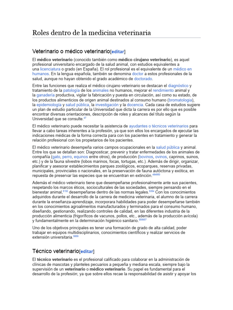 Roles Dentro de La Medicina Veterinaria | PDF | Medicina Veterinaria ...