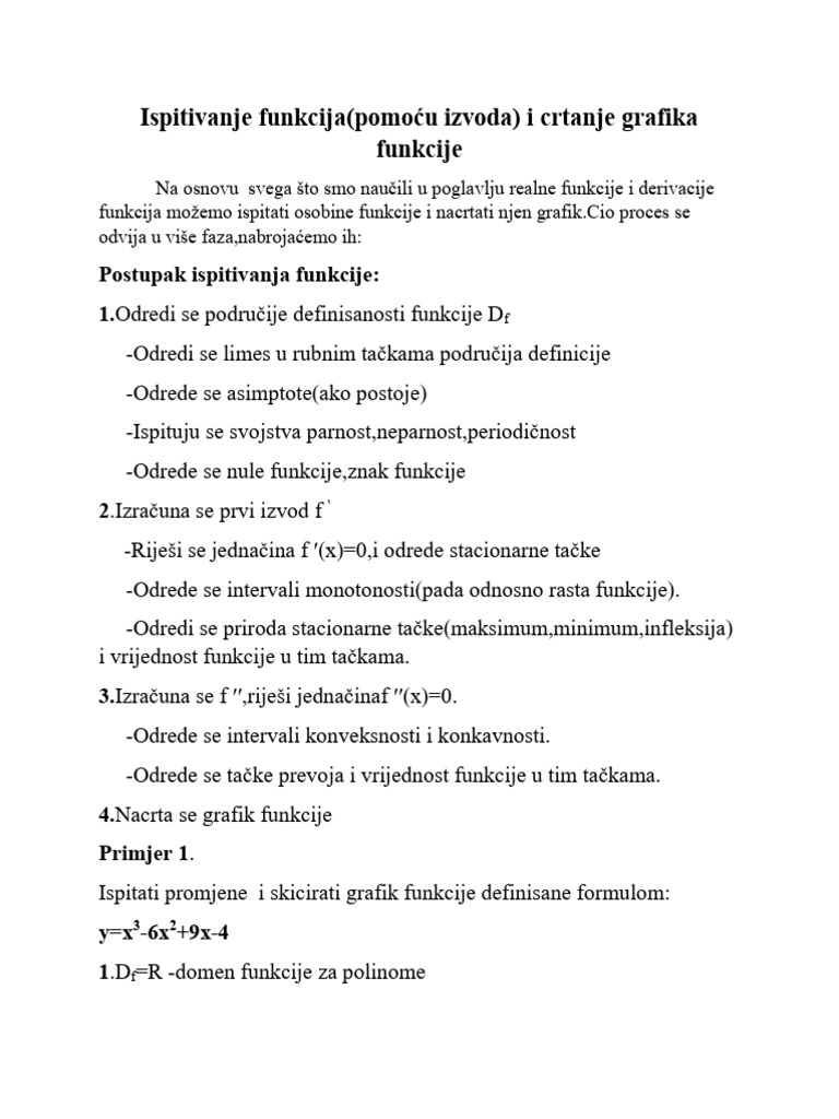 Ispitivanje Osobina I Crtanje Grafika Funkcija | PDF