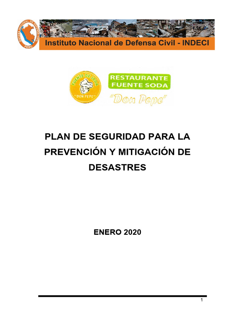 Plan de Seguridad para Desastres en Restaurante | PDF | Defensa Civil ...