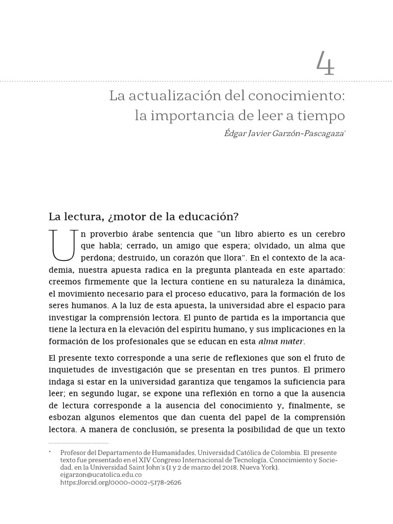 Importancia de la lectura en la educación | PDF | Conocimiento ...