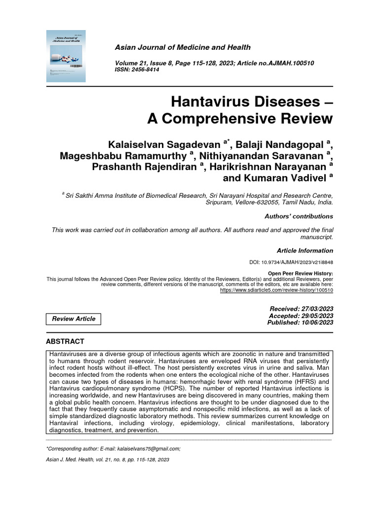 Hantavirus Diseases: A Comprehensive Review | PDF | Reverse ...