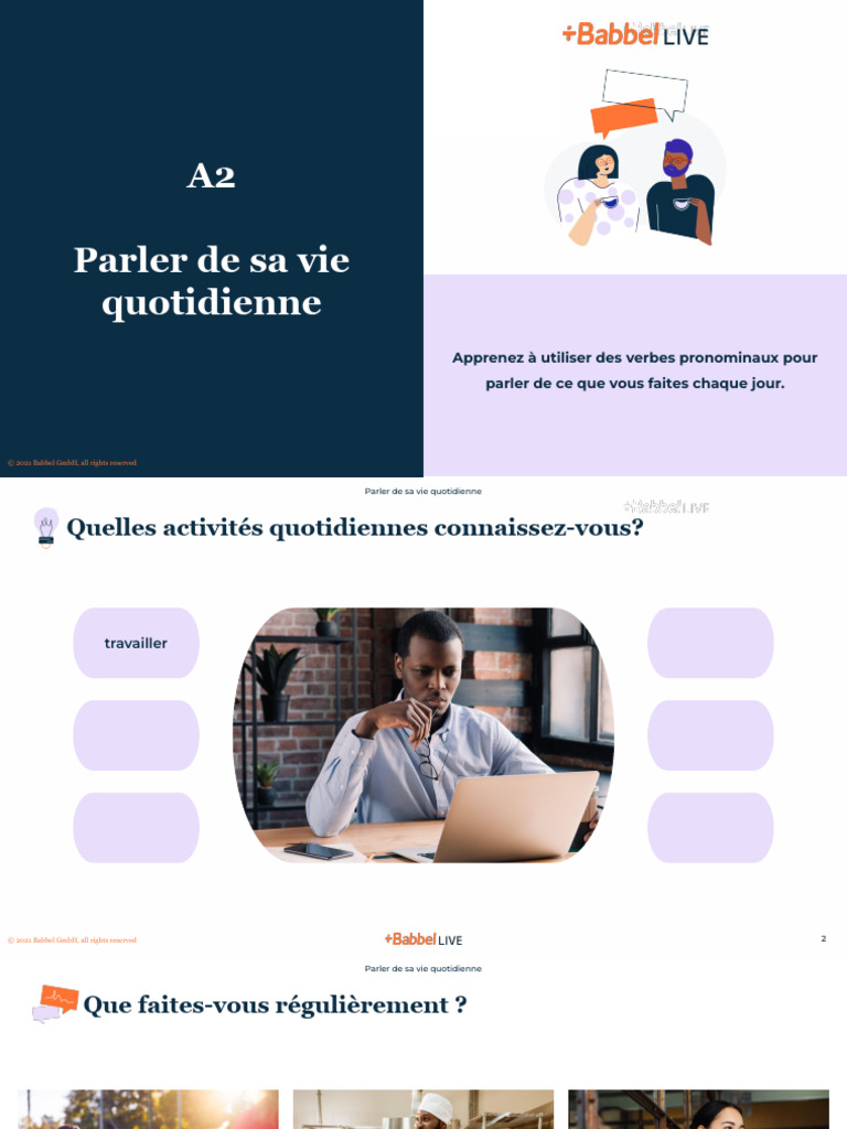 FRA - A2 - 03 Parler de Sa Vie Quotidienne - Babbel | PDF | Linguistique