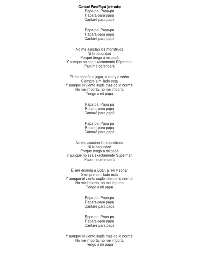 Cantaré para Papá: Letra Infantil | PDF