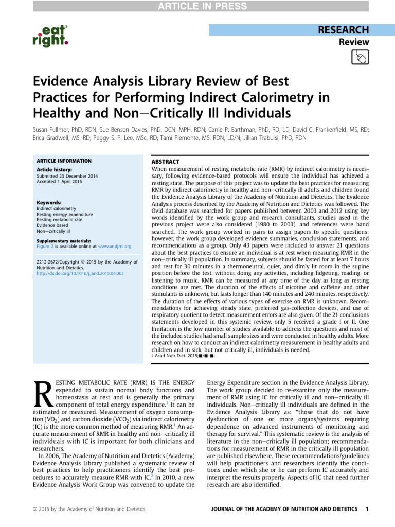 Evidence analysis library review of best practices for performing