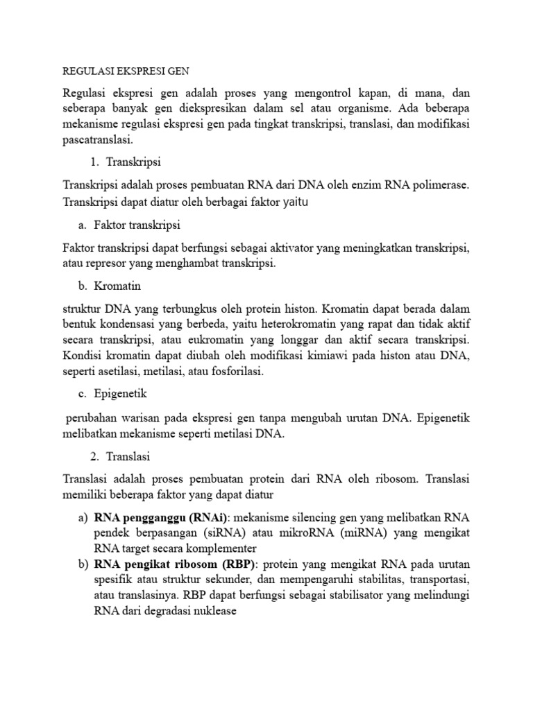 Mekanisme Regulasi Ekspresi Gen | PDF