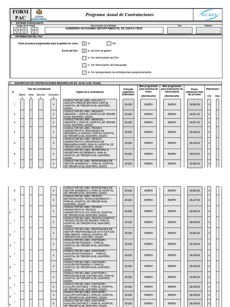 G1. Form Pac 2023 Inscripcion | PDF | Contabilidad | Hospital
